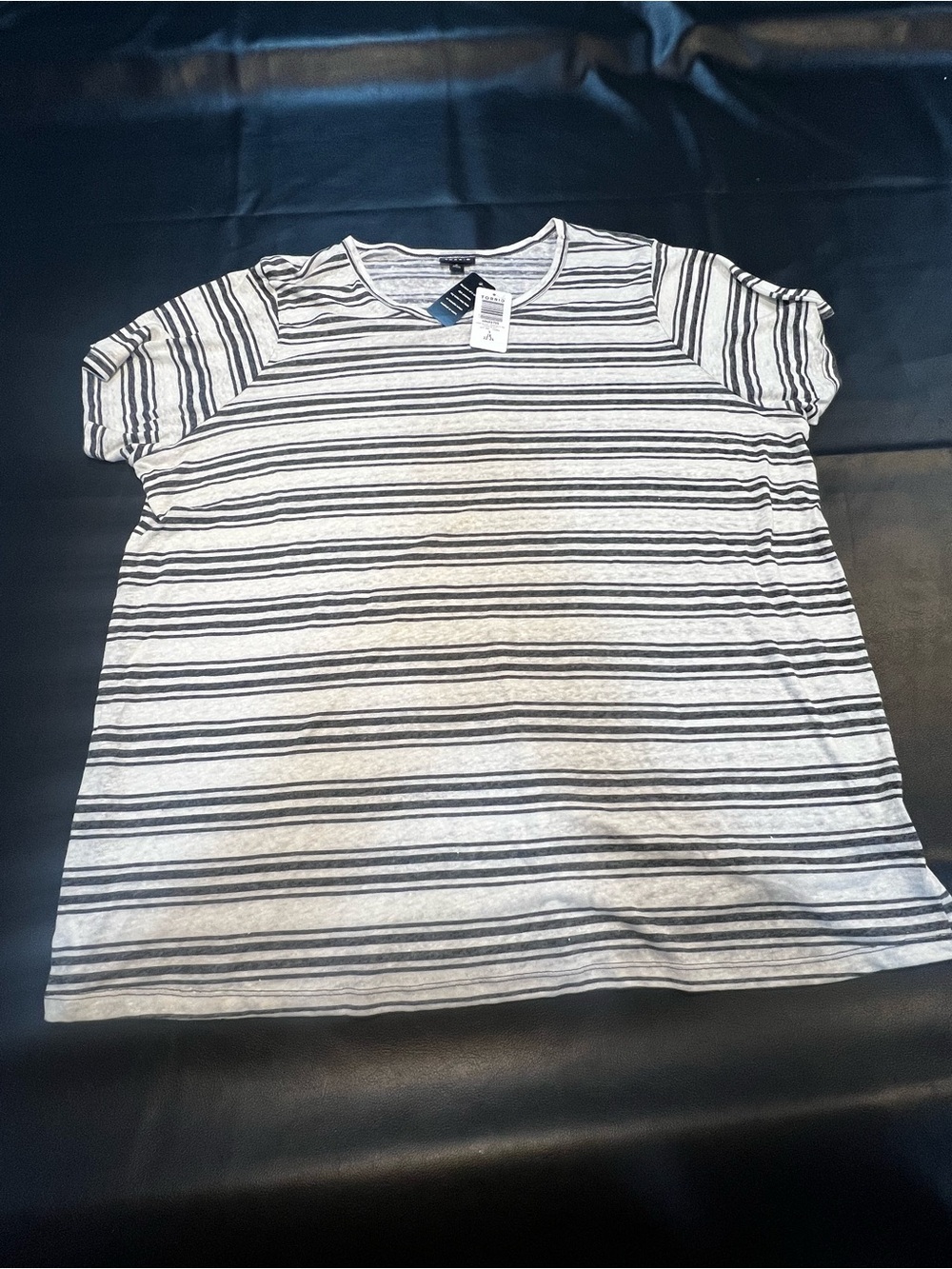 Torrid Linen Blend Black Striped Crewneck Tee NWT Plus Size 3X